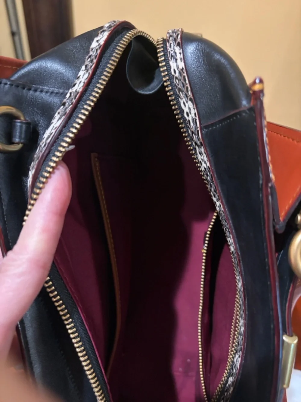 Coach Dreamer signature canvas, snake skin satchel - Picture 6 of 8